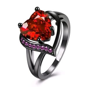 New Red Heart shaped 10kt black gold filled size 5